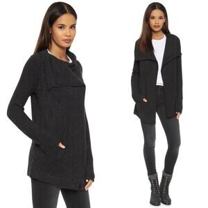 Anthropologie La Fee Verte Size Medium Charcoal Gray Drape Collar Sweater Coat